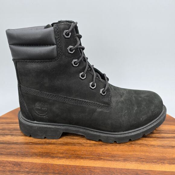 Timberland Boots Womens 6.5 M Black Nubuck Leather 6 Inch Linden Waterproof - Picture 1 of 8
